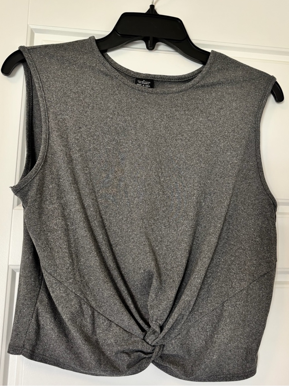 Sleeveless Twist-Front Tank Top - Gray